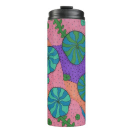 Termo Jardín marino retro en Naranja y morado