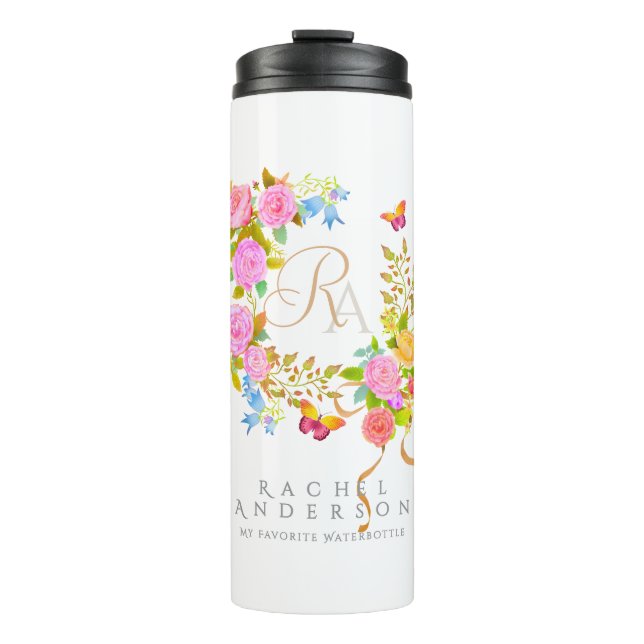 Termo Jardín romántico florecido con monograma  (Anverso)