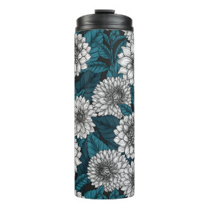 Termo Jardines Dahlia blancos/ hojas azules 2