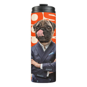 Termo Jefe encabezado por la cabeza de perro parado con 