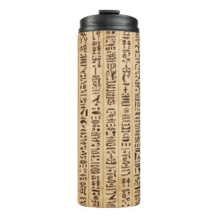 Termo Jeroglíficos de Egipto, patrón sin costuras de gra