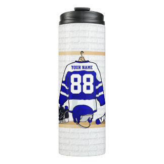 Termo Jersey azul y blanco personalizado del hockey