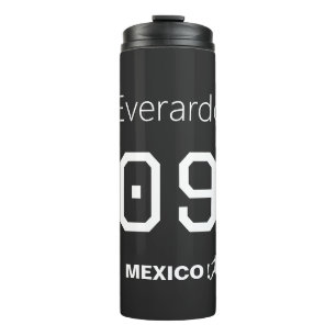 Termo Jersey negro minimalista de fútbol de México perso