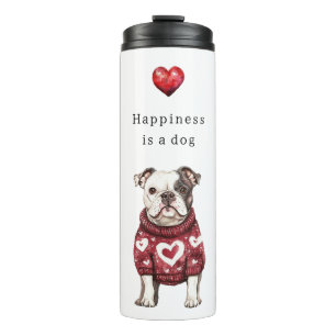 Termo Jersey Rojo Corazones Blancos Happiness es un perr