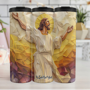 Termo Jesucristo geométrico con Halo Dorado