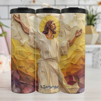 Termo Jesucristo geométrico con Halo Dorado