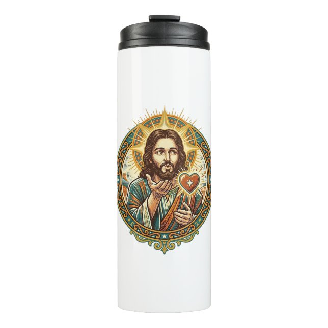 Termo Jesús Besando Corazón Rojo Botón Me Gusta Humor_1 (Anverso)
