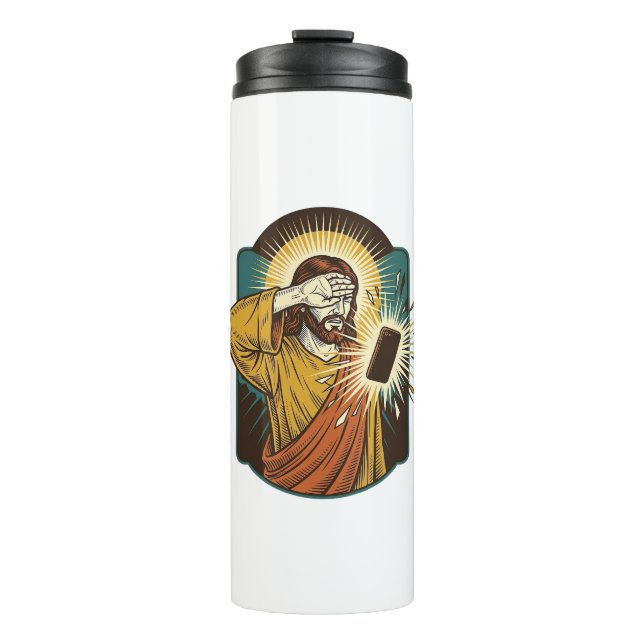 Termo Jesús cegando la máxima brillo del teléfono a medi (Anverso)