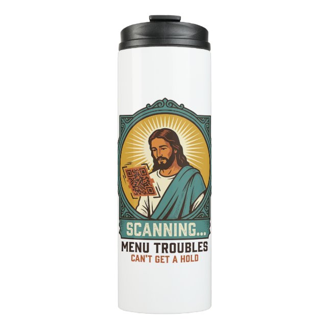 Termo Jesús Código QR Borroso No Se Escanea Menú Humor T (Anverso)