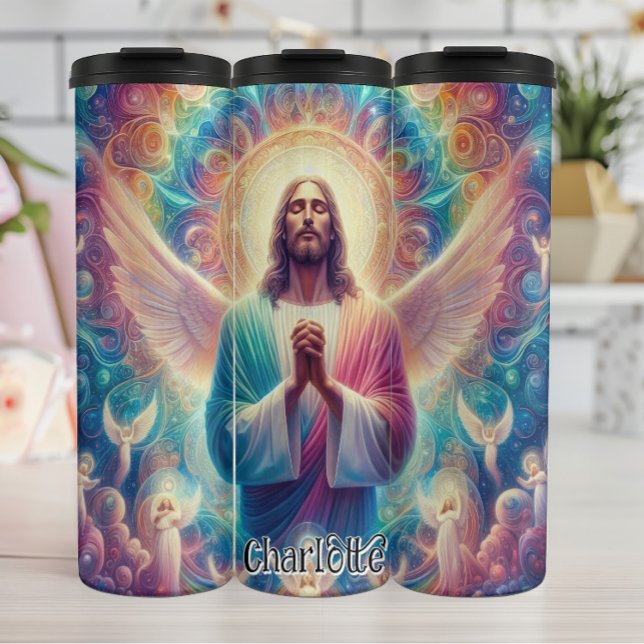 Termo Jesús con las alas del ángel rezando (Subido por el creador)