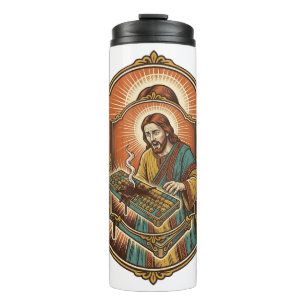 Termo Jesús derrame de café teclado mecánico roto tecnol
