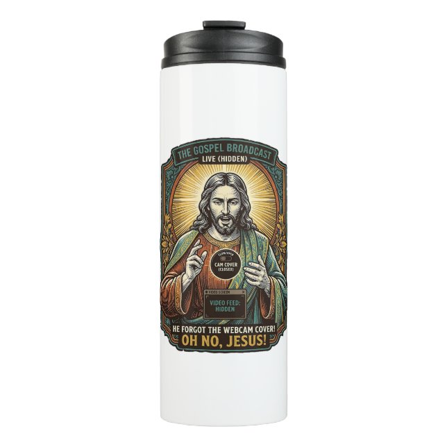 Termo Jesús Pantalla Negra Cubierta de Cámara Web Olvida (Anverso)