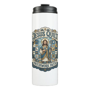Termo Jesús Parche de Colcha de Retazos Fe Jesús Colcha