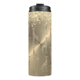 Termo jirafas Purpurinoso sobre el oro glitzy