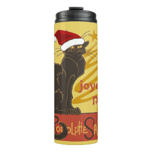 Termo Joyeux Noel Le Chat Noir Con Árbol Dorado Estiliza