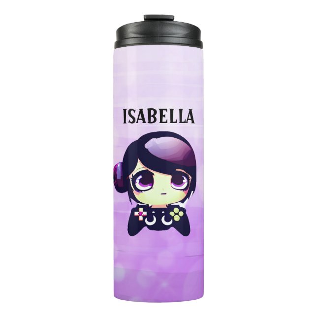 Termo Juego personalizado de Kawaii Anime Chica Gamer (Anverso)