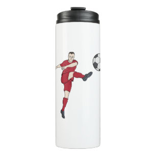 Termo Jugador de Fútbol Retro Pateando Balón Acción de V
