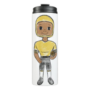 Termo jugador de fútbol retro vintage negro amarillo sim