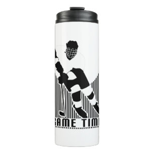 Termo Jugador de Hockey Tiempo de Juego Negro Blanco Ais