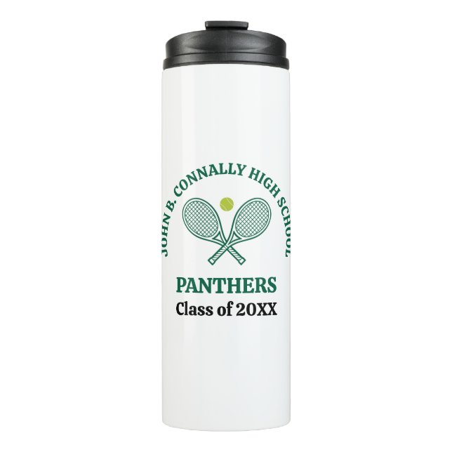Termo Jugador de tenis de instituto verde personalizado (Anverso)