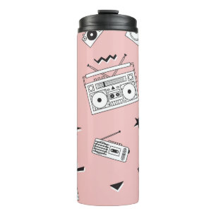 Termo Jugadores de cassette antiguos: patrón retro.