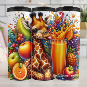 Termo Jugo de fruta vibrante de la jirafa juguetona