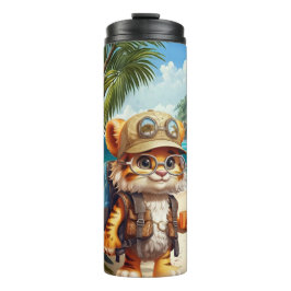 Termo Jugoso cubo de tigre con mochila y café