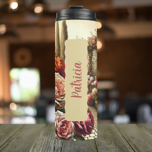 Termo Junio Cumpleaños Mes Rosa de Flores 16 oz Skinny