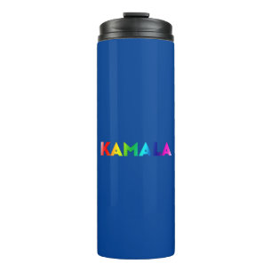 Termo kamala gradiente arco iris tipografía orgullo azul
