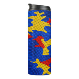 Termo Kansas Blue Red Yellow Vibrant Camo Pattern