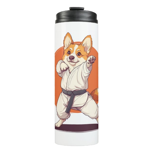 Termo Karate Corgi - Perro de artes marciales (Anverso)