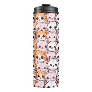 Termo Kawaii Cat feline Kitten mascota cara palo de impr