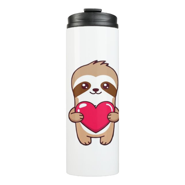 Termo Kawaii Chibi Sloth Hugging Heart � Cute Adorable S (Anverso)