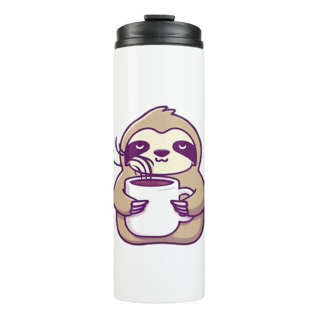 Termo Kawaii Chibi Sloth with Coffee Mug � Cute Sleepy A (Anverso)