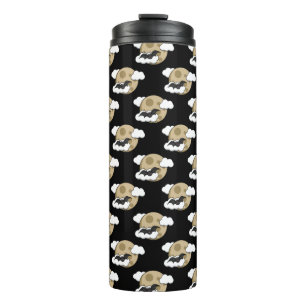 Termo Kawaii Happy Bat Flying on Full Moon Pattern