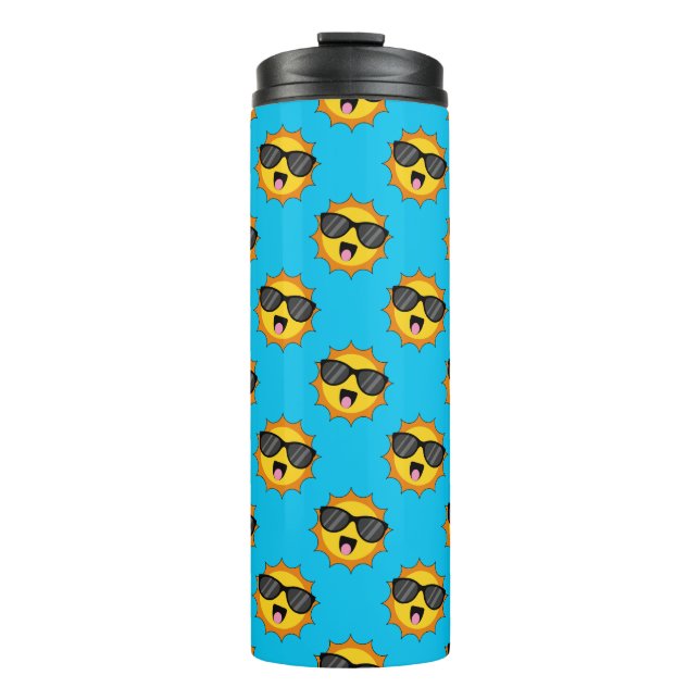 Termo Kawaii Happy Sun con gafas de sol (Anverso)