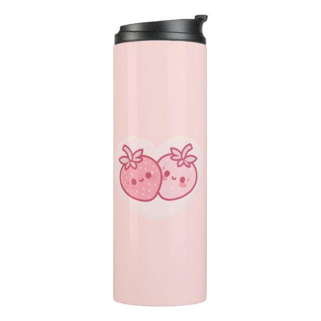 Termo Kawaii Pink Valentines Strawberries (Rotado hacia la izquierda)