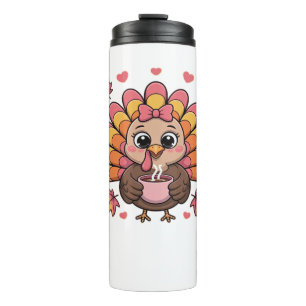 Termo kawaii rosa thanksintero pavo clásica camiseta