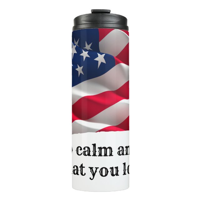 Termo keep calm quote and vibrant american flag (Anverso)