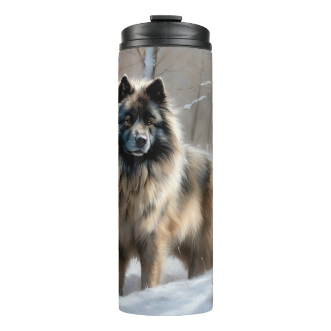 Termo Keeshond Deja que nieve Navidad (Anverso)
