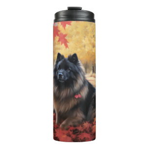 Termo Keeshond en otoño se inspira en las hojas de otoño