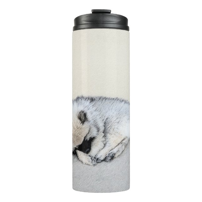 Termo Keeshond Sleeping Pinting Pintura Original De Perr (Anverso)