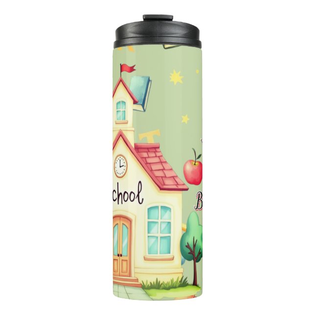 Termo Kids School Water Bottle with Hand-Drawn School  (Anverso)