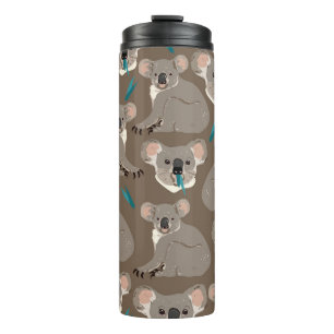 Termo Koala sobre fondo marrón neutro cosecha sin costur