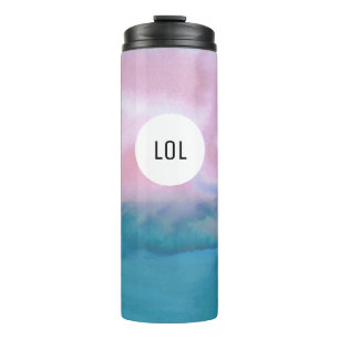 Termo La acuarela agita el MONOGRAMA verde azulado