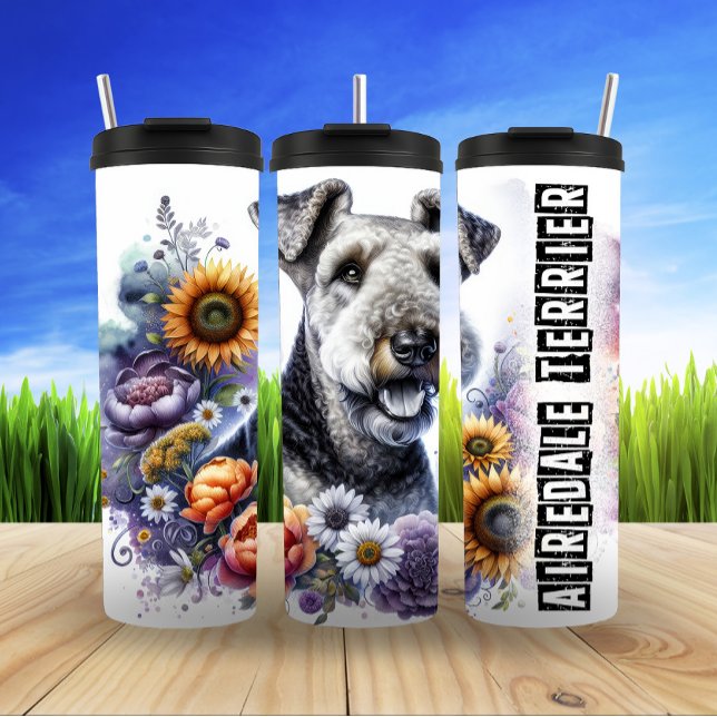 Termo La aventura floral de Airedale Terrier (Subido por el creador)