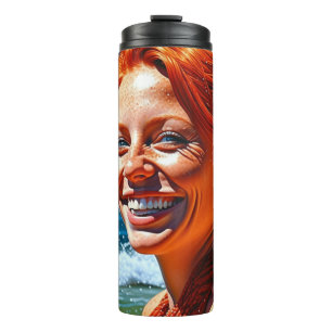 Termo La bonito Red Haired Lady en la playa