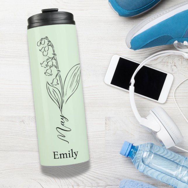 Termo La dama de honor Lily del Valle puede ser la flor  (Bridesmaid Lily of The Valley May Birth Flower Thermal Tumbler)
