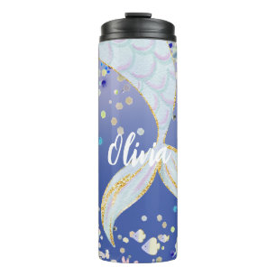 Termo La fantástica playa de la sirena Purpurina bajo el