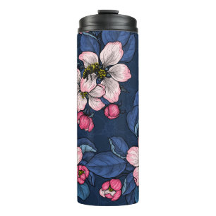 Termo La floración de Apple en un azul oscuro